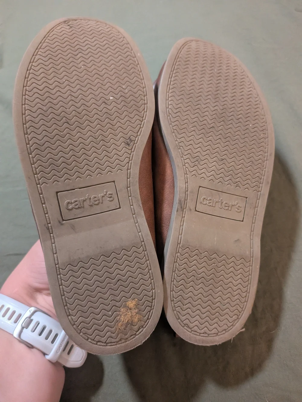 Carter’s Brown Caramel Loafers Boys Dress Boat Shoes size 1M Wedding Church